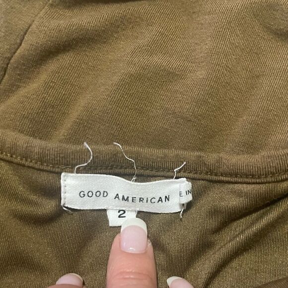 Good American Dress Midi Scoop Neck Sepia Bodycon Casual Classy Lined Sleeveless - Picture 6 of 7